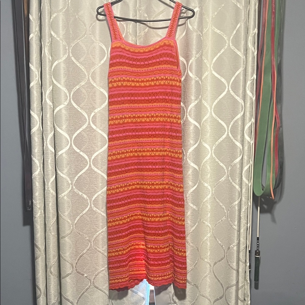 Jessica Simpson Vibrant Pink and Orange Maxi Dress